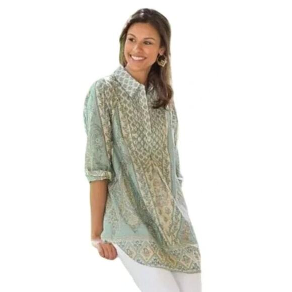 4072) Soft Surroundings Petite Paisley Floral Print Tabitha Tunic Top Size XS - Picture 1 of 9